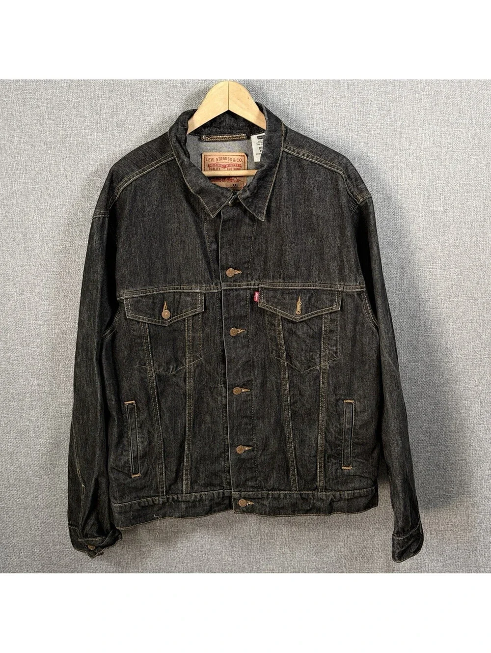 Levi's Y2K 70507 Standard Trucker Charcoal Black Denim Jacket Mens Size XXL